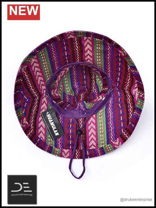 Women Wide Brim Sun Hat with Wired Edge, Chin Strap, UV Protection, Packable